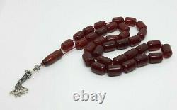 106.5 Grammes Antique Faturan Cherry Amber Rosary Prayer Perles Marbrées