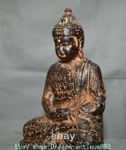 10.4 Ancienne Statue de Bouddha Shakyamuni Amitabha en ambre rouge taillée à la main du Tibet bouddhisme