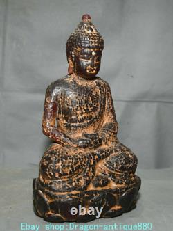 10.4 Ancienne statue de Bouddha en ambre rouge sculptée à la main du Tibet bouddhisme Shakyamuni Amitabha