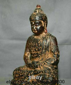 10.4 Vieille Main Rouge Ambre Sculptée Tibet Bouddhisme Shakyamuni Amitabha Bouddha Statue