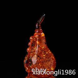 10 Chine sculpture manuelle de la statuette de courge en ambre de la dynastie Qing