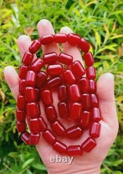 110.5 Grams Antique Cherry Ambre Collier Faturan Perles Marbrées