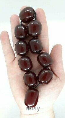 110 Grammes Antique Faturan Cherry Amber Big Beads Rosary Collier Marbré