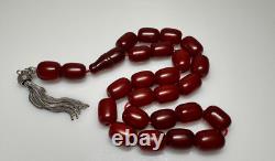 113 grammes de perles de chapelet en ambre de cerisier faturan antique en bakélite marbrée