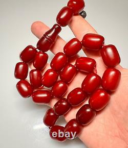 113 grammes de perles de chapelet en ambre de cerisier faturan antique en bakélite marbrée