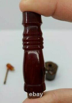 114 Grams Antique Faturan Cherry Amber Bakelite Hookah Marbré