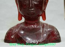 11.2 Ancienne Chine, Statue de tête de Bouddha Maitreya en ambre rouge de Thaïlande, Ayutthaya