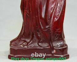 11.2 Vieille Dynastie D'ambre Rouge Chinoise Sculpté Belle Femme Beauté Belle Statue