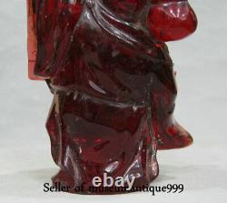 11.6 Chine Antique Ambre Rouge Sculpté Richesse Ru Yi Happy Maitreya Bouddha Statue
