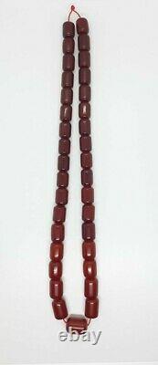 130.3 Grammes Antique Faturan Cherry Amber Bakelite Collier Perles Marbrées