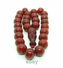 130 Grammes Antique Faturan Cherry Amber Bakelite Prayer Beads Tespih Damari