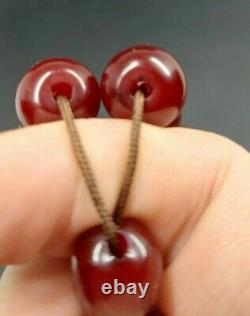 144,5 Grams Antique Faturan Cerise Bakélite Ambre Perles Rosaire Misbah Marbré
