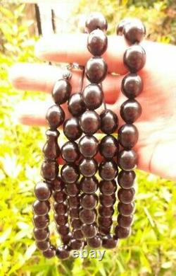 169 Grams Antique Faturan Cerise Ambre Bakelite Perles De Prière Rosaire