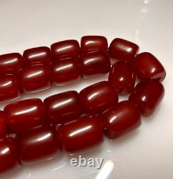 173 Grammes de Perles de Bakélite en Ambre de Cerisier Antique Marbrées pour un Chapelet
