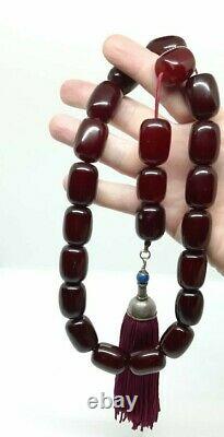 175 Grammes Antique Faturan Cherry Amber Beads Rosary Collier Marbré