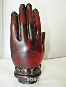 1930's Genuine Carved Chinese Cherry Amber Hand Of Buddha 73.8 Grams - Rare