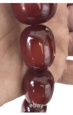 200 Gr Vintage Faturan Bakelite Cherry Amber Beads Necklace Marbied