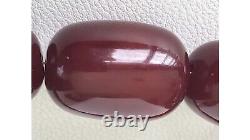 200 Gr Vintage Faturan Bakelite Cherry Amber Beads Necklace Marbied