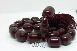 293 Gr Antique Faturan Cherry Amber Bakelite Rosary Perles De Prière Marbrées