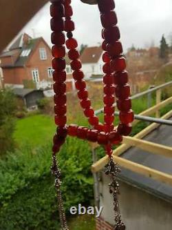 2 X Antique Faturan Prayer Bead Genuine Cherry Amber Collier Tesbih 90g & 140g