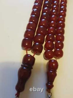 2 X Antique Faturan Prayer Bead Genuine Cherry Amber Collier Tesbih 90g & 140g