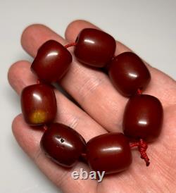 33,2 grammes de perles d'ambre cerise en bakélite Faturan antique marbré