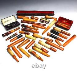 37 Cerise Antique / Butterscotch Amber Cigar Cheroot Porte-cigarette Lot