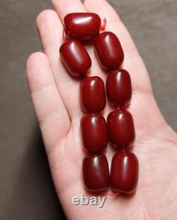 38 Grams Antique Faturan Cerise Perles De Bakélite Ambre