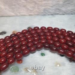 3 rangée de perles de prière en bakélite cerise, tasbih jaap mala en ambre faturan 266g