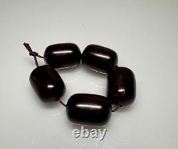 42,5 grammes de perles d'ambre de cerisier en bakélite antique marbrée Faturan