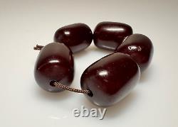 42,5 grammes de perles d'ambre de cerisier en bakélite antique marbrée Faturan