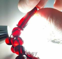 42.6 Grammes Antique Faturan Cherry Amber Bakelite Prayer Beads Rosary Misbah
