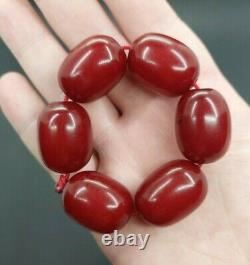 42,7 Grams 6 Antique Faturan Cerise Bakélite Ambre Perles Marbrées