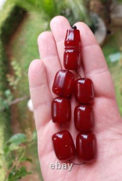 42 Grams Antique Faturan Cerise Bakélite Ambre Perles Rosaire Marbré