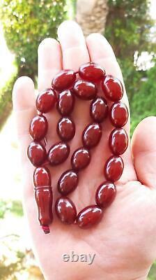 44 Grammes Antique Faturan Cerise Amber Chapelet Perles De Prière Marbrées