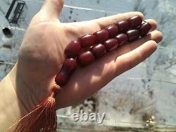 45.5 Gr Antique Faturan Cherry Amber Bakelite Rosary Perles De Prière Marbrées