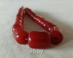 48 Grams Antique Cherry Ambre Faturan Bakelite Perles Collier Marbré