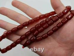 48 Grams Antique Faturan Cherry Amber Bakelite Rosary Perles De Prière Marbrées