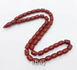 48 Grams Antique Faturan Cherry Amber Bakelite Rosary Perles De Prière Marbrées