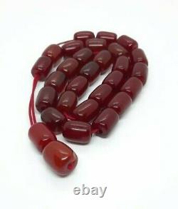 49.5 Grammes Antique Faturan Cherry Amber Rosary Prayer Beads With Veins/marbled