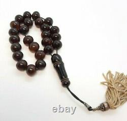 50.6 Grams Antique Faturan Cherry Amber Bakelite Perles De Prière Rosary Misbah