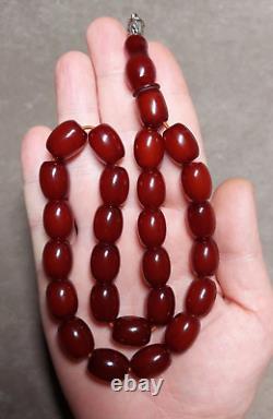 55 Grams Antique Faturan Cerise Bakélite Ambre Perles Rosaire Marbré