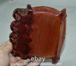 5.6 Rare Chinois Rouge Amber Carving Palace Quatre Souris Rat Ashtray