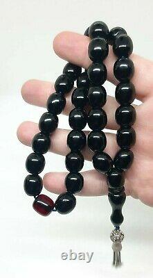 61.8 Grammes Antique Faturan Cherry Amber Bakelite Prayer Beads Rosary Misbah