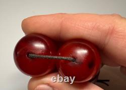 61 grammes de perles en ambre de cerisier bakélite faturan antique marbré
