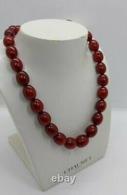 66 Grams Antique Faturan Cerise Ambre Bakelite Perles Collier Marbré
