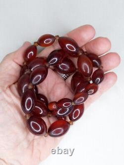66gr Marbled Antique Cherry Amber Bakelite Faturan Rosary Collier Perlé