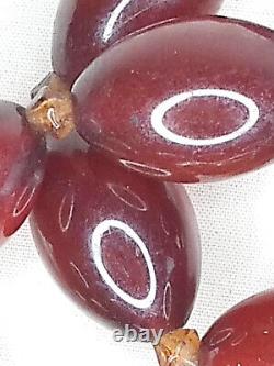 66gr Marbled Antique Cherry Amber Bakelite Faturan Rosary Collier Perlé