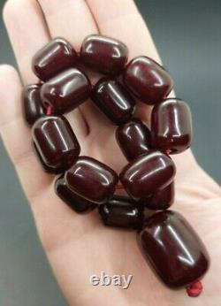 69 Grams Antique Faturan Cerise Ambre Rosaire Perles De Prière Marbrées