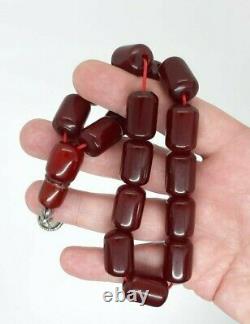 69 Grams Antique Faturan Cerise Ambre Rosaire Perles De Prière Marbrées